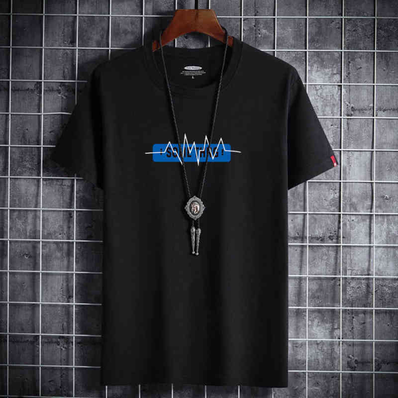 

Summer short sve T-shirt trend youth loose cotton cloth new men's wear dt2044-heartbeat-p15, 1216, Dark gray