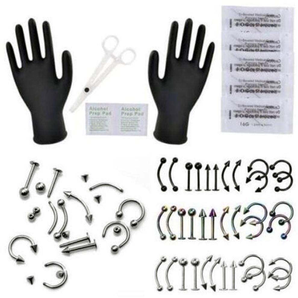

Piercing Kit Medical Stainless Steel Material Stud For Eyebrow Nose Belly Lips Tongue Piercing Various Equipment For Specific Choi169f