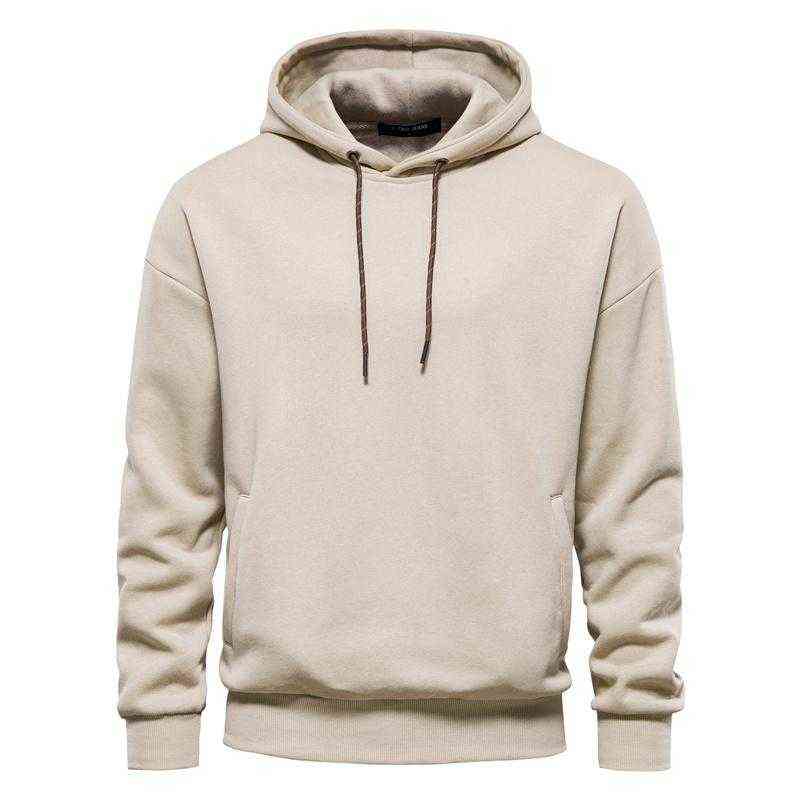 

Fleece Drop Sleeve Oversized Hoodies Men Casual Solid Cotton Mens Sweatshirt New Autumn Winter Warm Hoodie for Men M-2Xl Brand T220726, Dark khaki