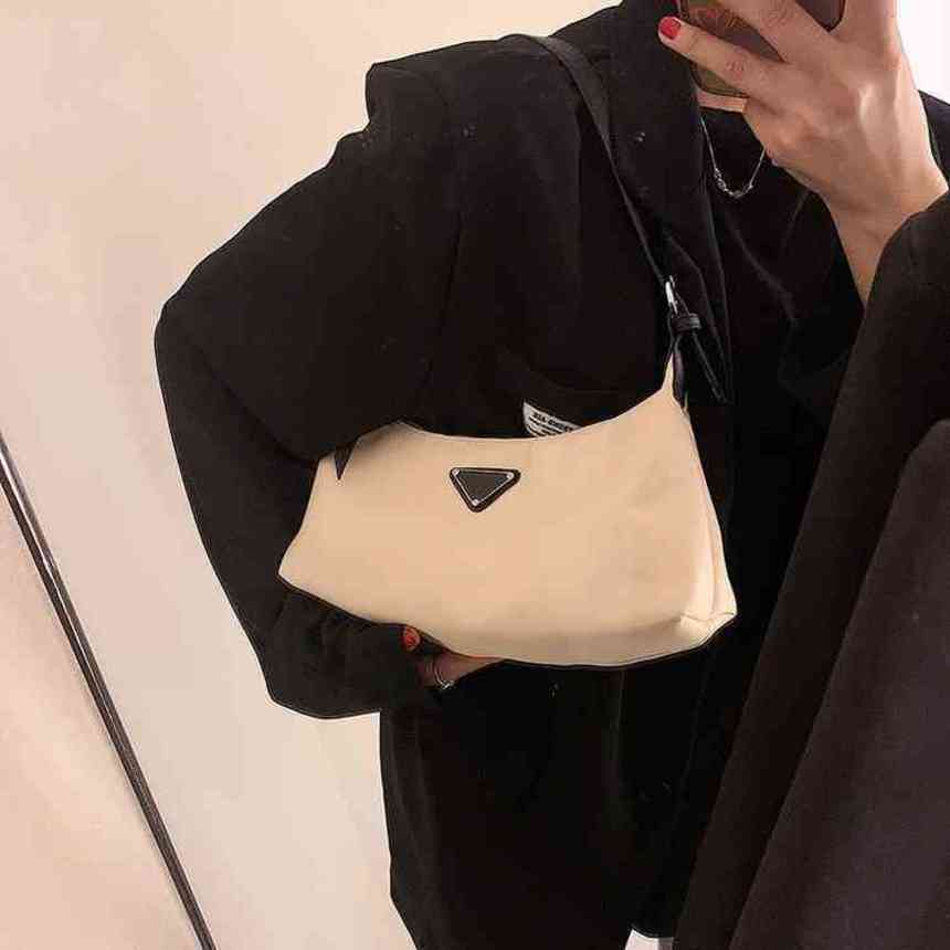 

80%2022 New Top Design Luxury Bags Triangle standard Nylon Oxford small armpit bagWomen's Fashion Bags, White