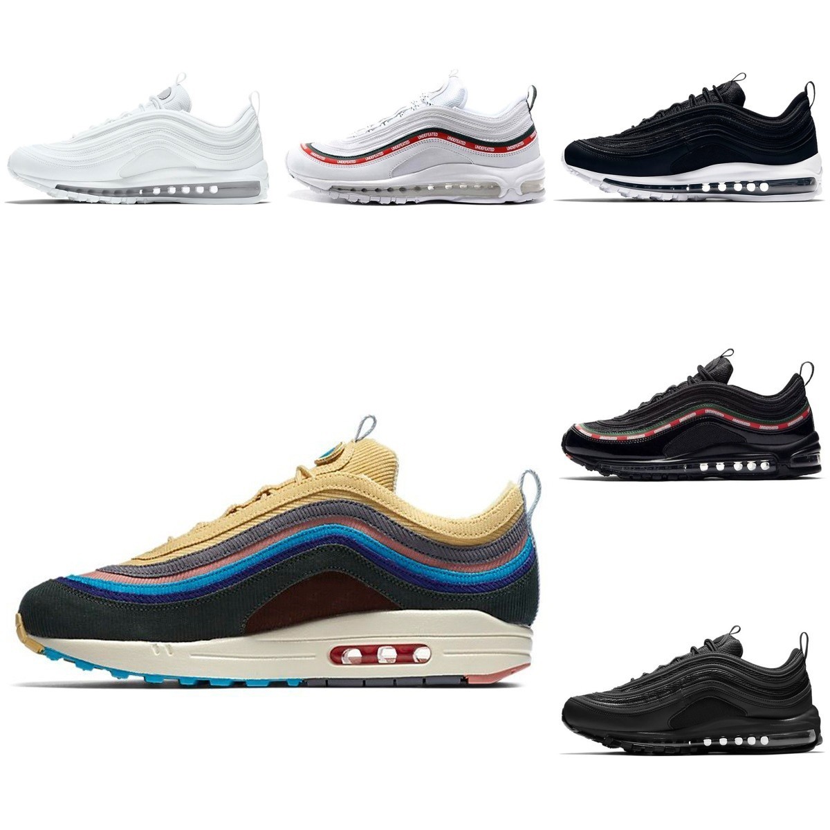 

97 Running Shoes Men Women Sean Wotherspoon 97s Triple Black White Silver Bullet Gold South Beach Ghost Mens Trainers Sports Sneakers Designer A002, Shau