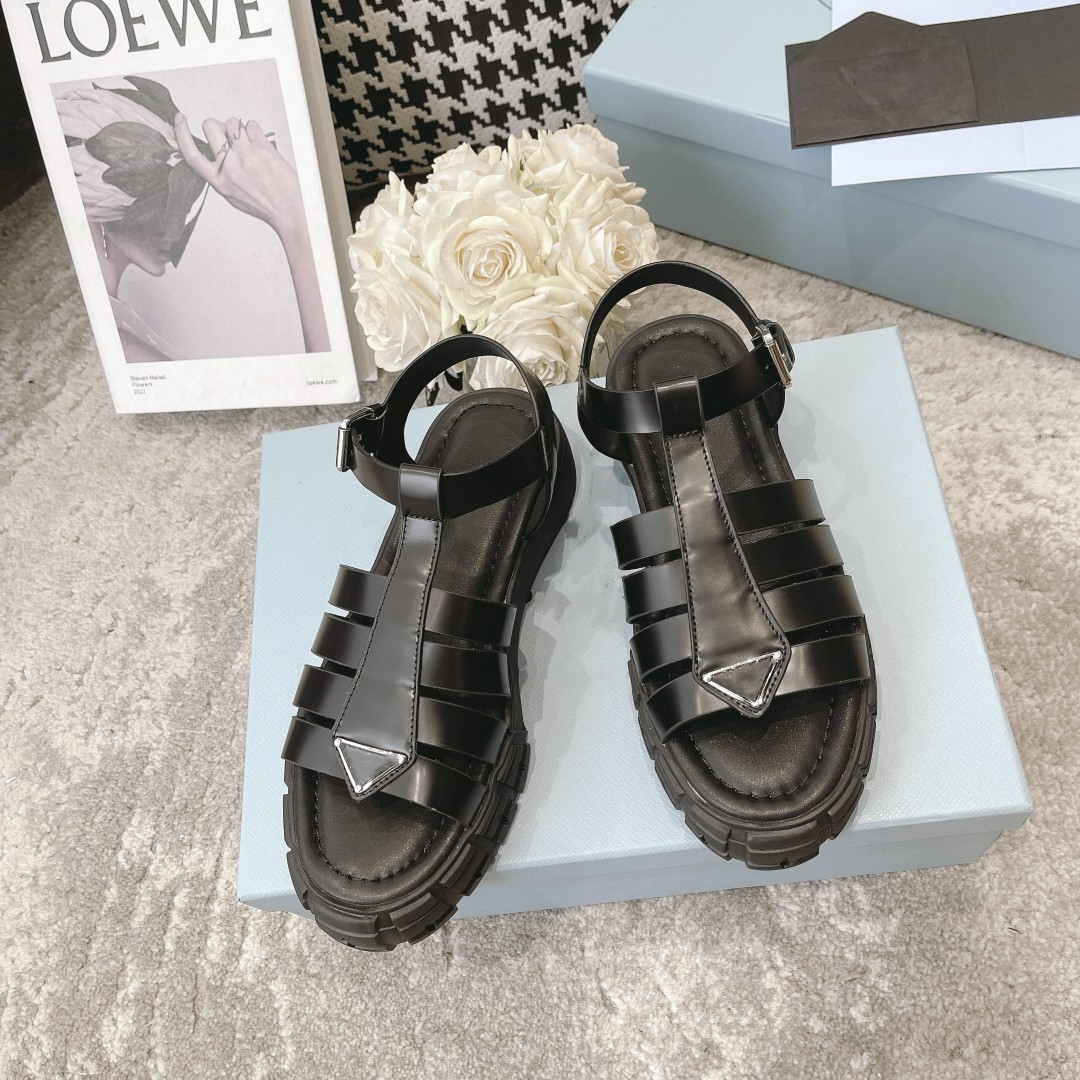 

Thick Platform Sandals Luxury Brand Roman Gladiator Style Summer 2022 New High-end Cowhide, White