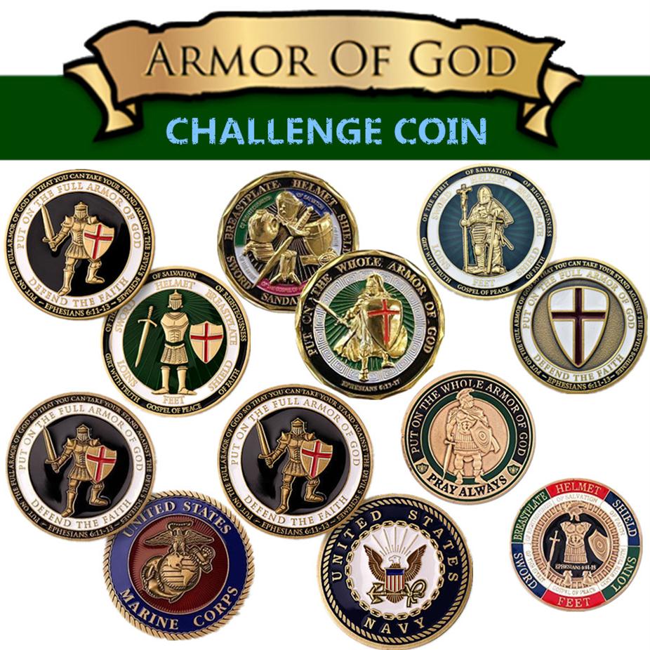 

American Military Challenge Coin US Navy Air Force Marine Corps Armor of God Challenge Coin Badge Military Collection Gifts239E