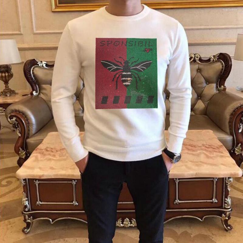 

Men' Sweaters Brand Men Sweatshirts Mens Rhinestone Casual Cotton -4XL TopsMen' Mari22, As show
