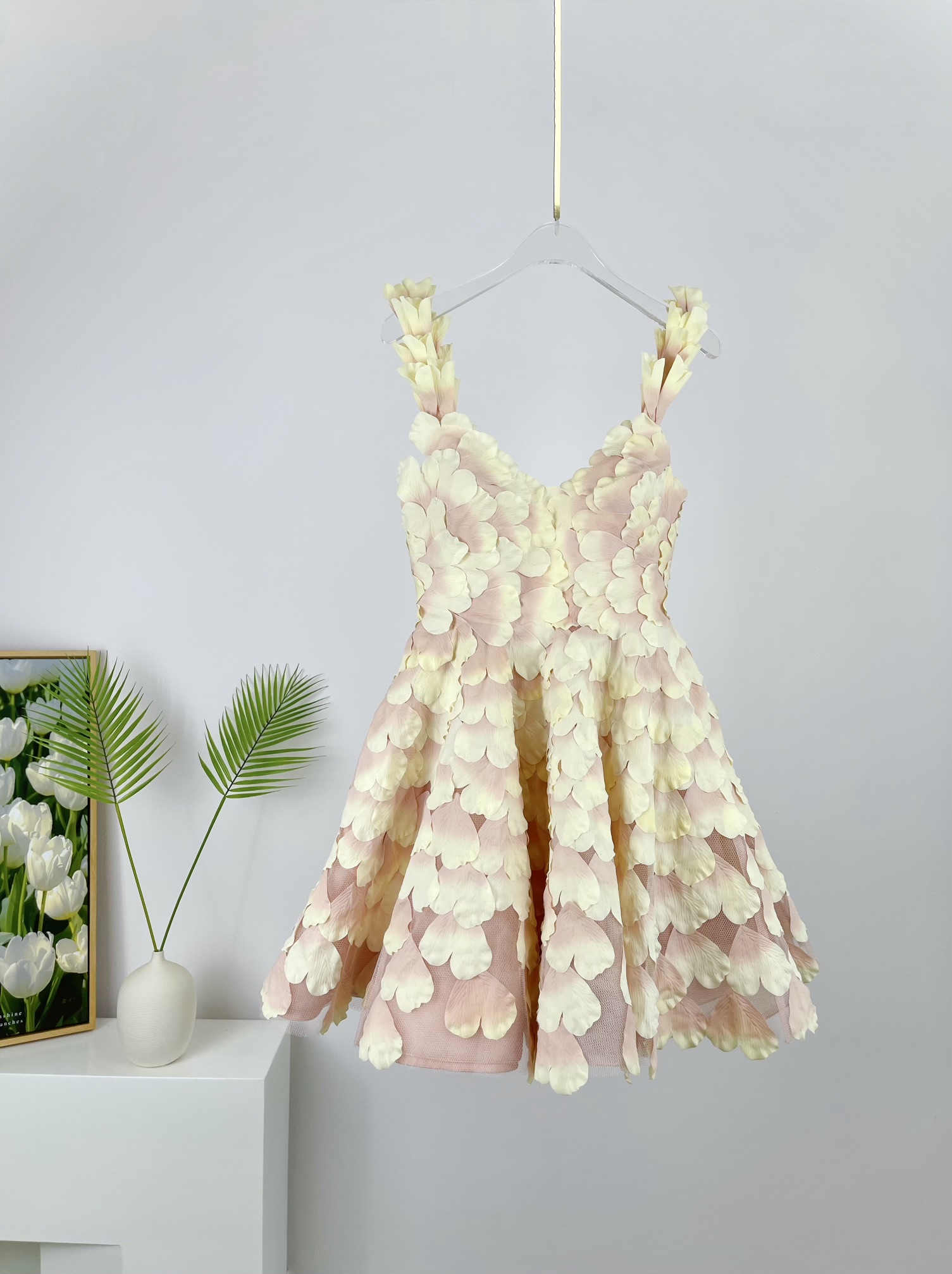 

2022 Australian fashion brand Tulle petal suspender Mini Dress, Multi