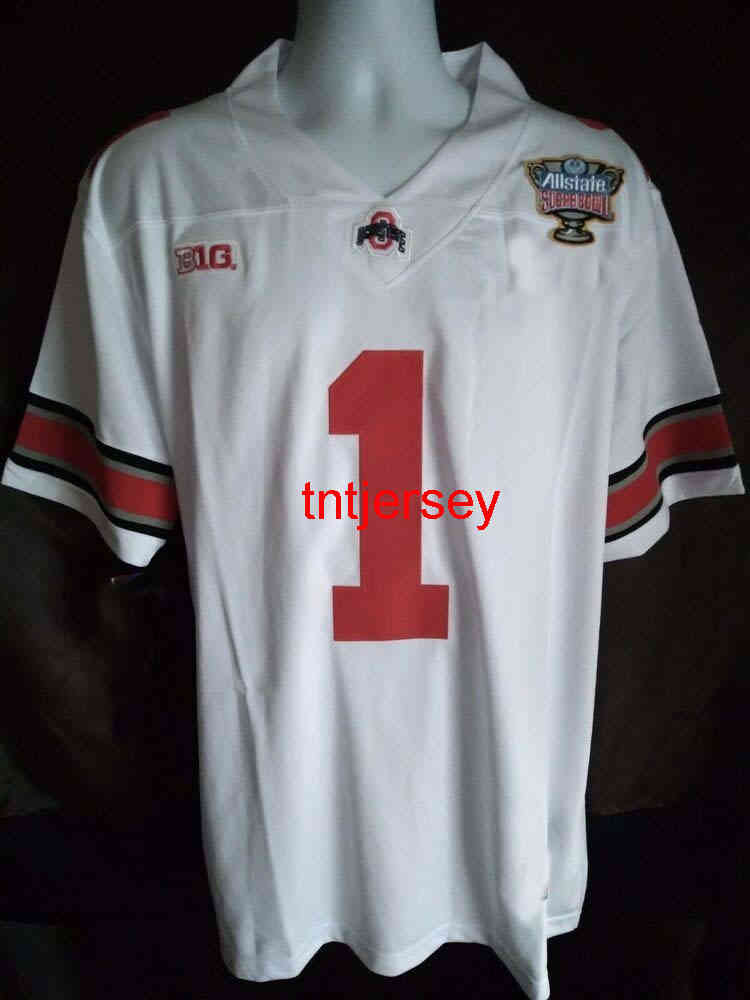 Mit Cheap personalizado Justin Fields # 1 White Ohio State Buckeyes Football Jersey Sugar Bowl HOMBRES MUJERES JÓVENES puntada para agregar cualquier número de nombre XS-5XL