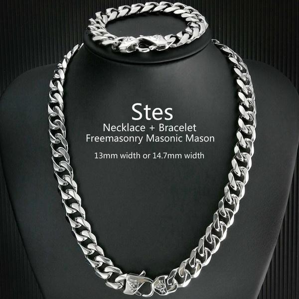 

Chains Stes Necklace And Bracelet Freemasonry Masonic Mason Chain Stainless SteelChains