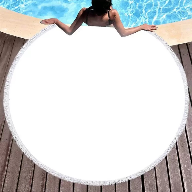 

Custom Microfiber Round Beach Towel Yoga Mat Sunscreen Shawl Wrap Mat Picnic with Tassels and Without Tassels 150cm Home Customization, Customize