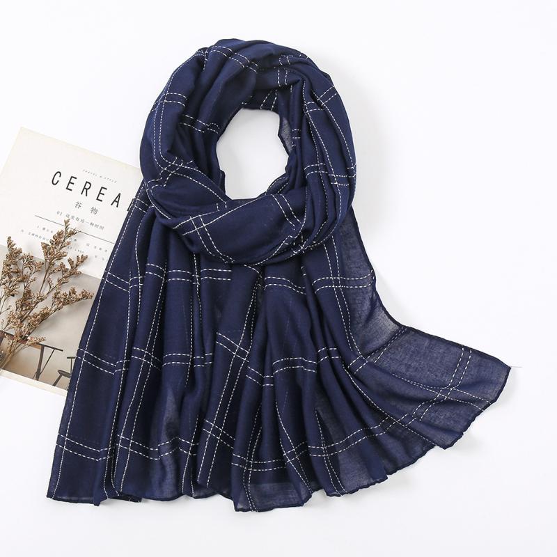 

Scarves Women Plain Plaid Viscose Scarf Long Soft Bandanas Design Brand Headband Female Hijab Shawl Wrap Kerchief Print Foulard 180*90Cm