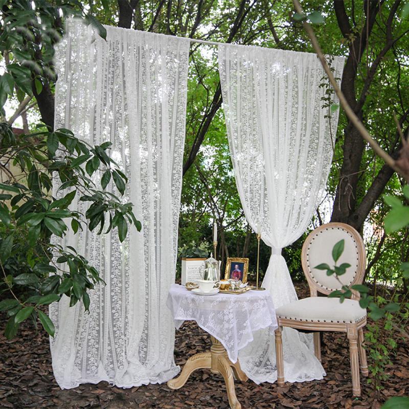 

Curtain & Drapes White Delicate Woven Striped Flowers Lace Tulle Voile Bedroom Window Screens Mosquito Net Living Room Sheer Curtains #5