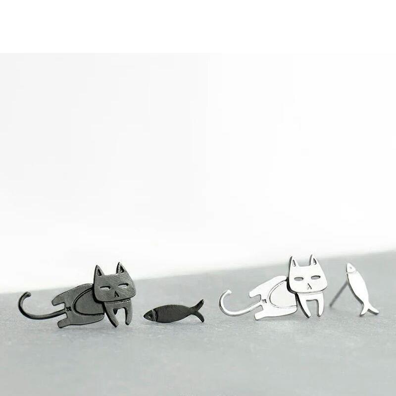 

Dangle & Chandelier Sterling Silver Earrings Cute Cat Fish Ear Studs Jewelry Stud Hypoallergenic Eardrop Prevent Allergy Dangler Women GiftD