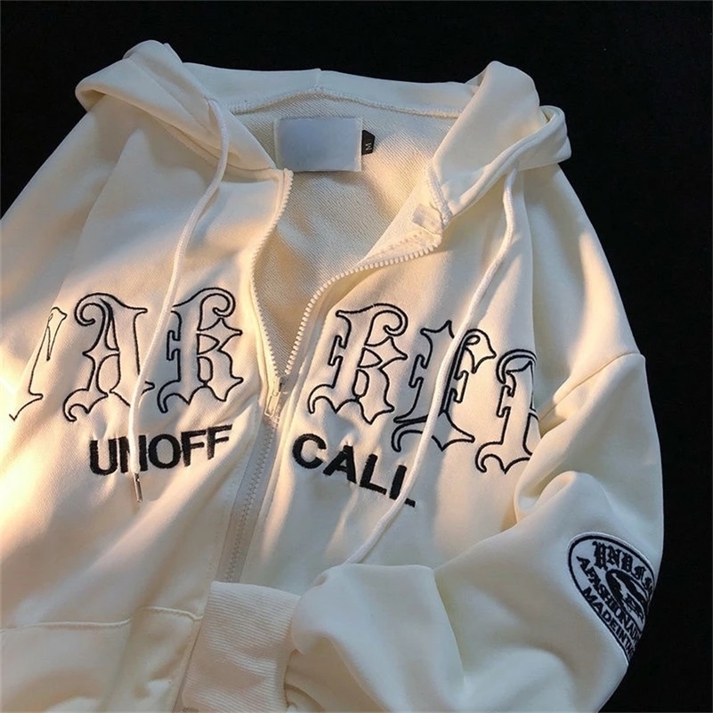 

Letter Embroidery Hoodies Harajuku Sweatshirts Vintage Hoodie Loose Casual Streetwear Women Long Sleeve Clothes Tops 220813
