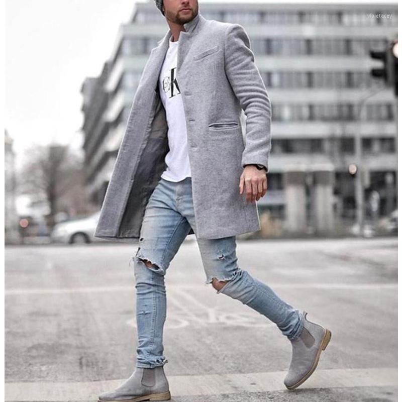 

Men' Wool & Blends Mandylandy Trench Coat Men Autumn Winter Fashion Casual Woolen Blended Long Outwear Overcoat Jacket Viol22, Black