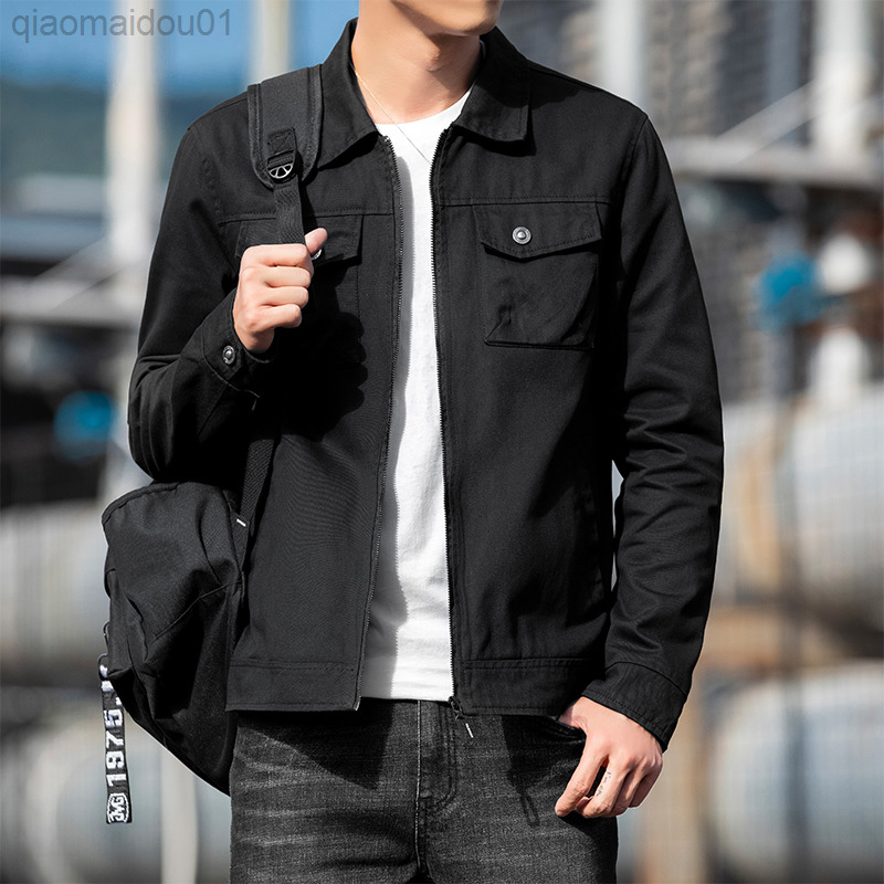 

2022 Bomber Jacket Men New Spring Autumn Cargo Work Loose Korean Fashion s Clothing L220726, Army green