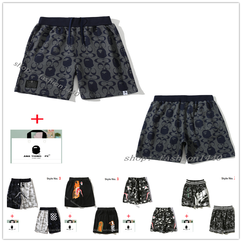 

ape shorts mens designer shorts shark swim shorts luminous inaka Reflective oversize fleeces camouflage sweatshirts beach pants high quality stitching B13, 1pcs button
