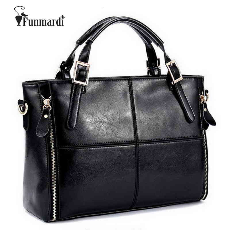

Funmardi Luxury Handbags Designer Split Leather Women Handbag Brand Top-handle Female Shoulder Bags Wlhb974, Black