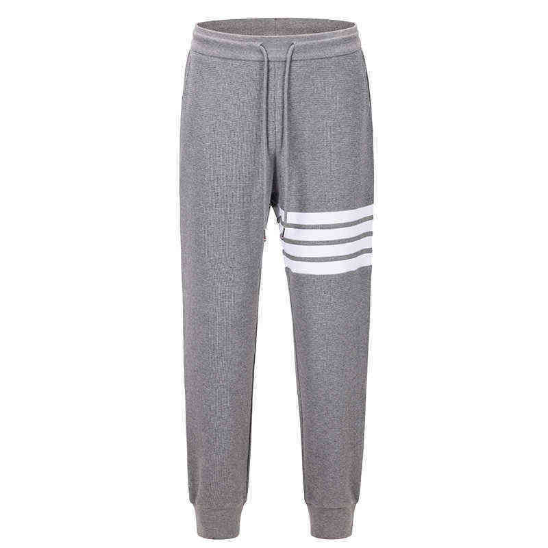 

TB THOM Men Pant Spring Autunm Fashion Brand Sweatpants Classic Waffle Cotton Striped 4-Bar Trousers Casual Loose Sports Pants, Gray