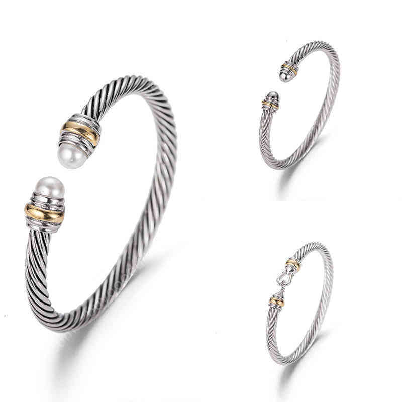 

Bracelet Dy Luxury Designer Twisted Pearl Head Women Fashion Versatile Twist Bracelets Jewelry Platinum Plated Wedding 5mm