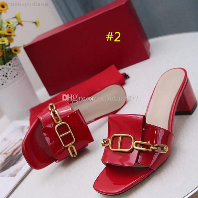 

Large size Classic High heeled sandals Coarse heel leather Designer Patent leather woman shoes Metal buckle for parties Occupation Sexy sand, #1