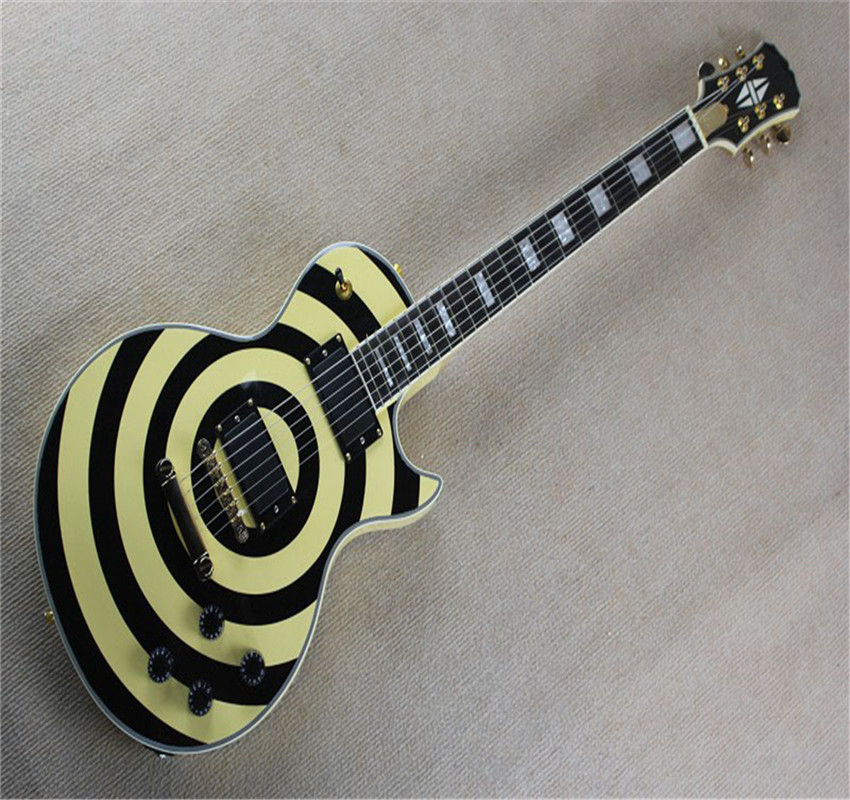 

factory custom Top quality LP Zakk wylde black+yellow electric guitar EMG pickups