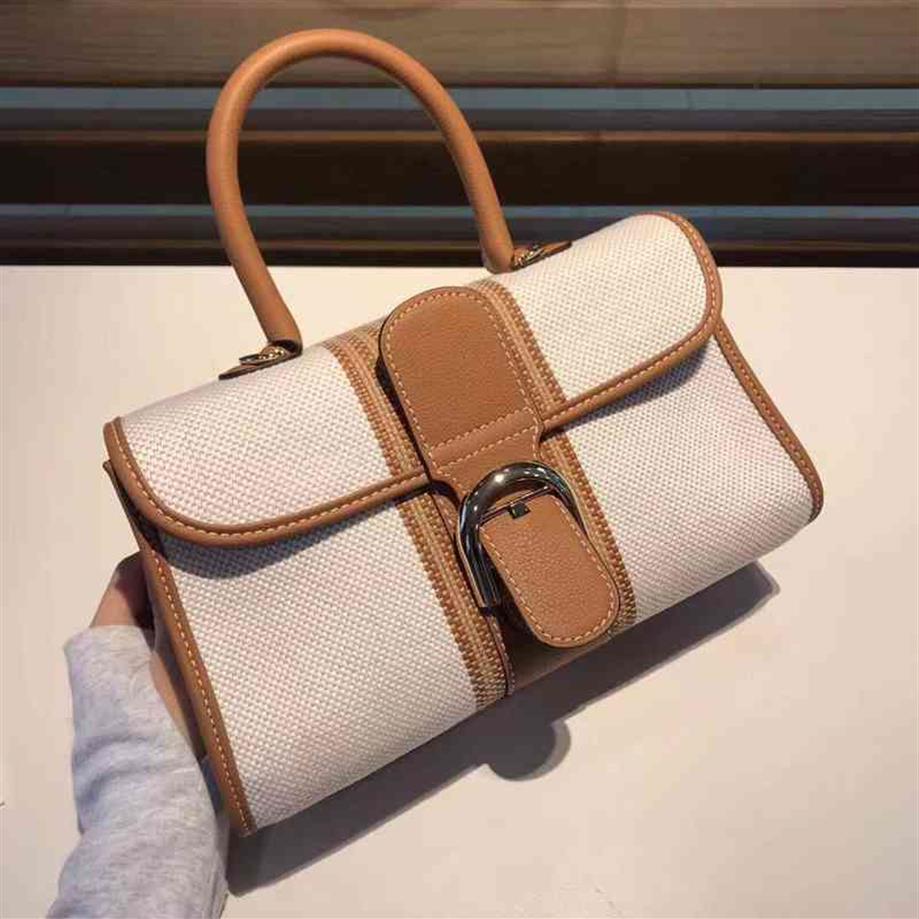 

Delvauxs Woven Delvo Brillant Color Matching Cowhide Canvas Single Shoulder Messenger Women's Bag270K, Horizontal