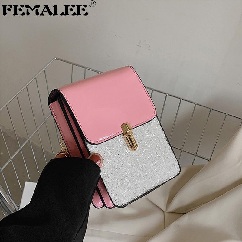 

Shoulder Bags Patent Leather Sequins Chains Phone Purses Personality Ins Luxury Women Hand 2022 Small And HandbagsShoulder, Red and white