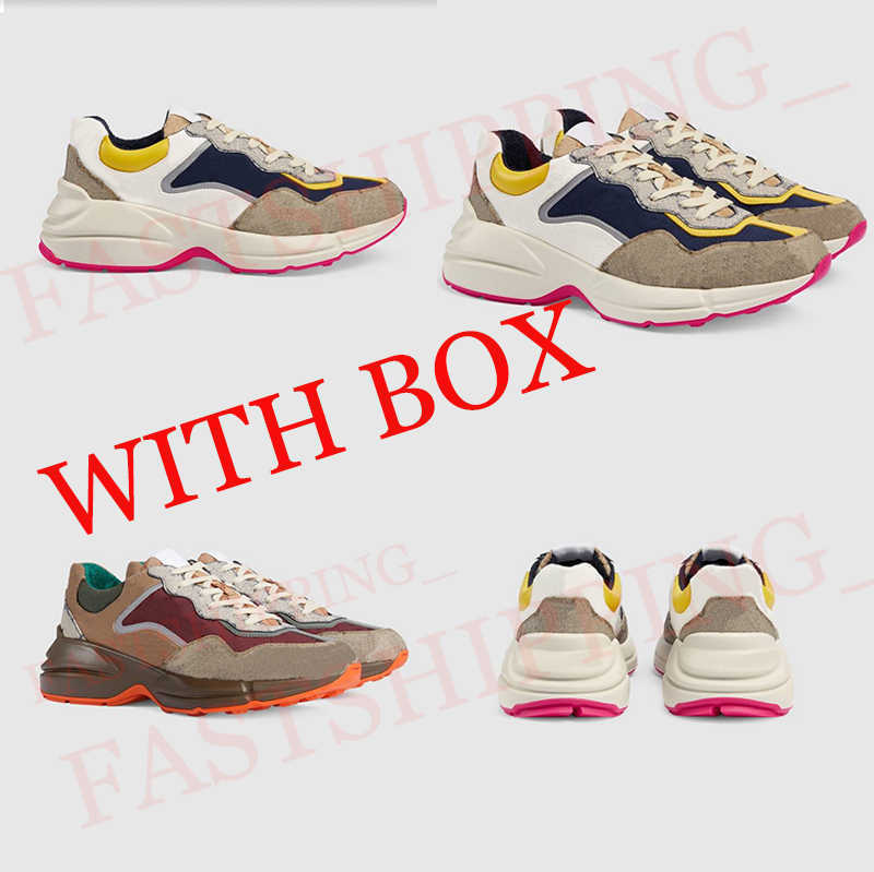 Chaussures de designer rhyton baskets beige masculine docteurs de chaussures de luxe vintage designers sneaker dame chaussure taille 35-46 avec b