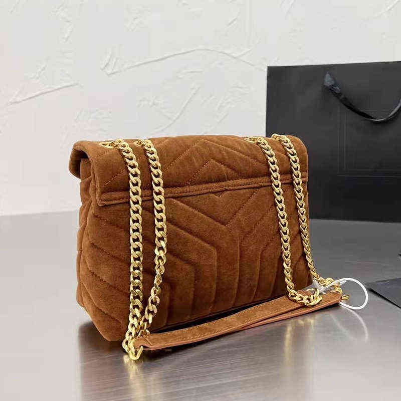 

Luxury Designer Brand Ladies Loulou Bag Set for Women Female Crossbody Shoulder Black Chain Grind Arenaceous Nubuck Leather Hand, This item does not ship