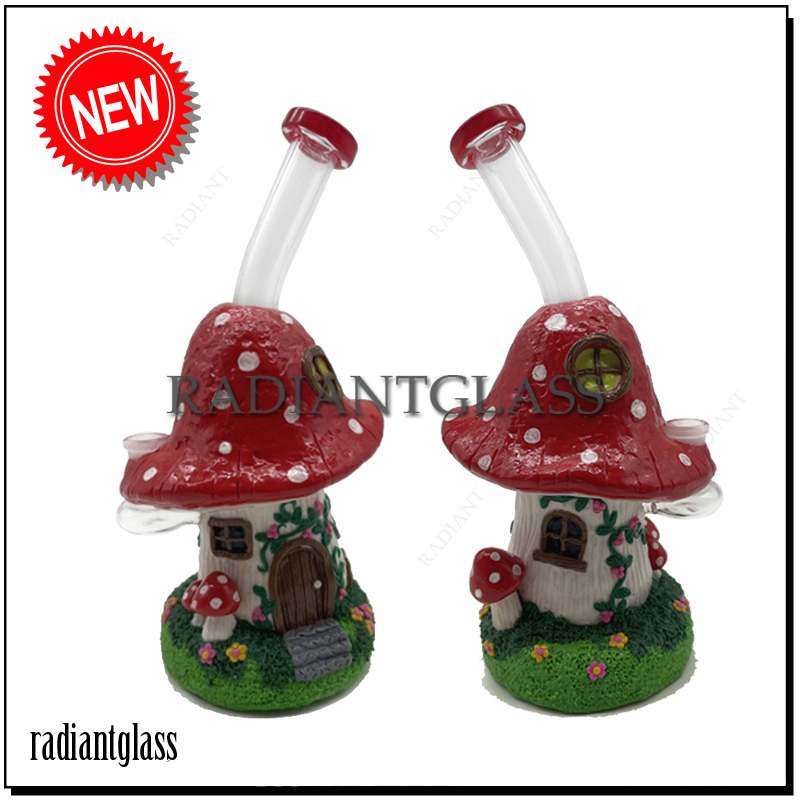 

Hookahs Unique 7" 3D Mushroom Shaped Heady Glass Bong Wax Dab Rig Handmade With Herb Bowl Bong Wholesale China