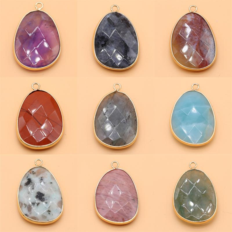 

Pendant Necklaces Exquisite Natural Stone Charms Amethyst Obsidian Healing Crystals For Jewelry Making DIY Earrings AccessoriesPendant