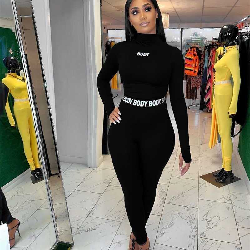 

Designer White Black Fitness 2 Piece Set Women Suit Sportwear Summer Outfits Long Sleeve Crop Top Leggings Ladies Tracksuit Female