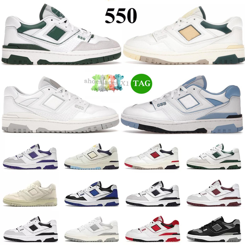 Designer Luxurys 550 Chaussures décontractées pour hommes Femme Blanc Natural Green Grey Crème noir UNt Bourgogne Purple Mens Sports Sneakers Tra