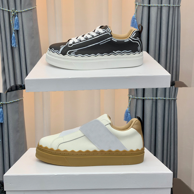 

platform gym Casual shoes women Travel leather lace-up Trainers sneaker 100% cowhide Letters Thick bottom woman designer shoe Flat lady sneakers size 35-39-41 With box, Extra shoebox