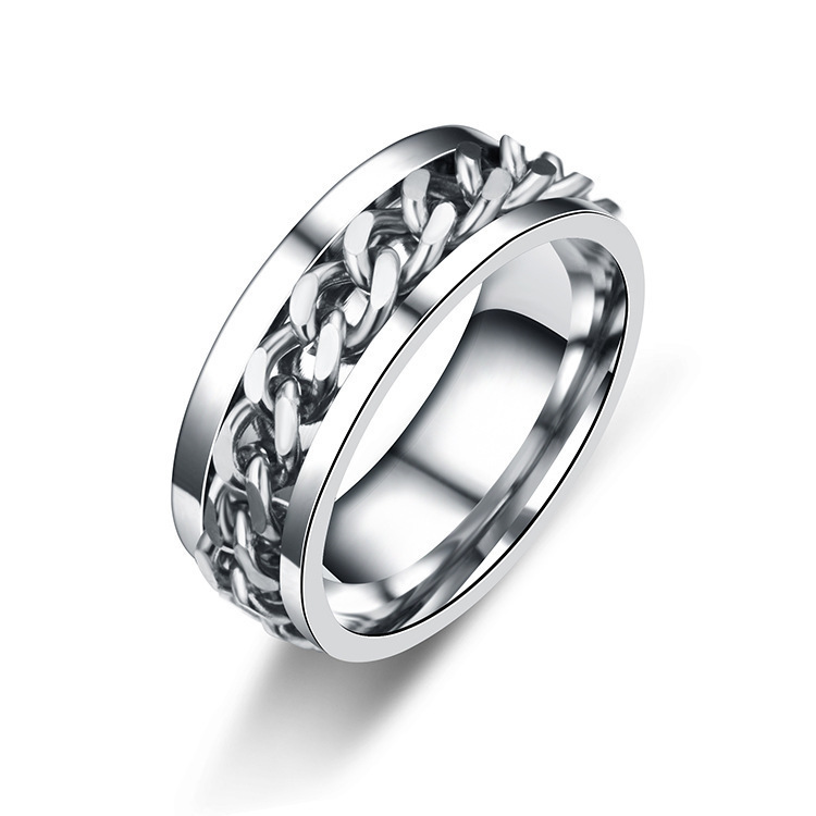 

Handmade Jewelry Wholesale Anxiety Ring For Men 8mm Spinner Ring 316L Stainless Steel Fidget Ring