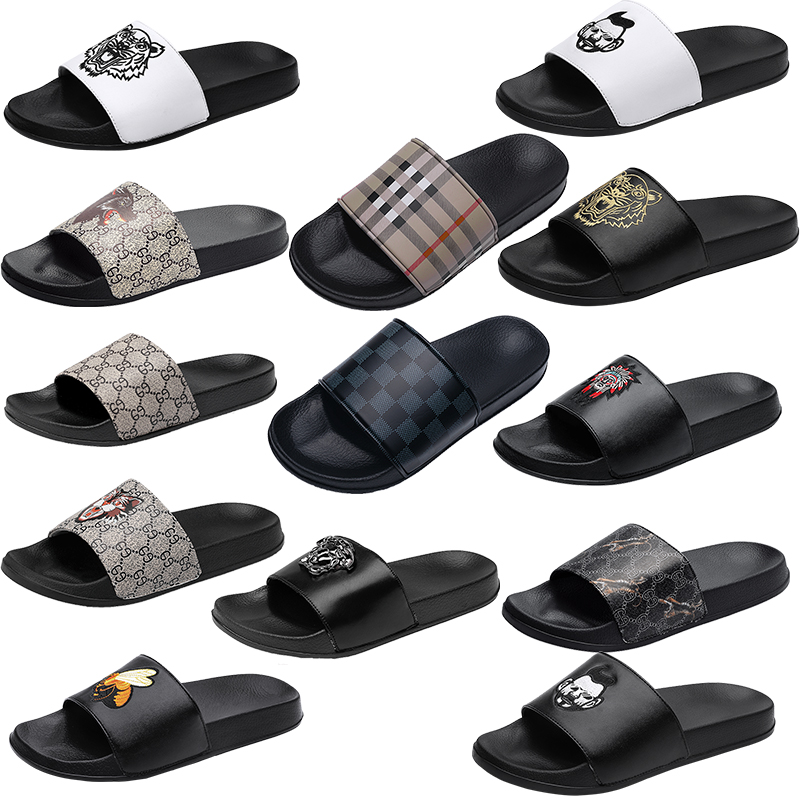 

Luxury Brand Slides Sandals Designer slippers Shoes avatar Correct cartoon Grid pattern Summer Beach Slipper Flat men platform flip flops sneakers size 39-46, 629 white