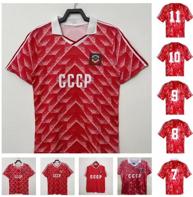

86 87 88 89 90 Soviet Union Retro version world cup soccer jerseys 1986 1987 1988 1989 1990 1991 USSR home Aleinikov Protasov Zavarov Belanov football shirt Uniforms