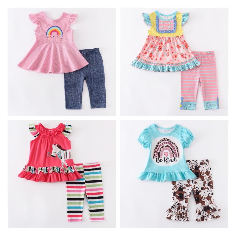 

Clothing Sets Girlymax Summer Baby Girls Children Clothes Outfits Cotton Rainbow Floral Camp Capris Set Ruffles Kids ClothingClothing, Y20-4-2 251322156