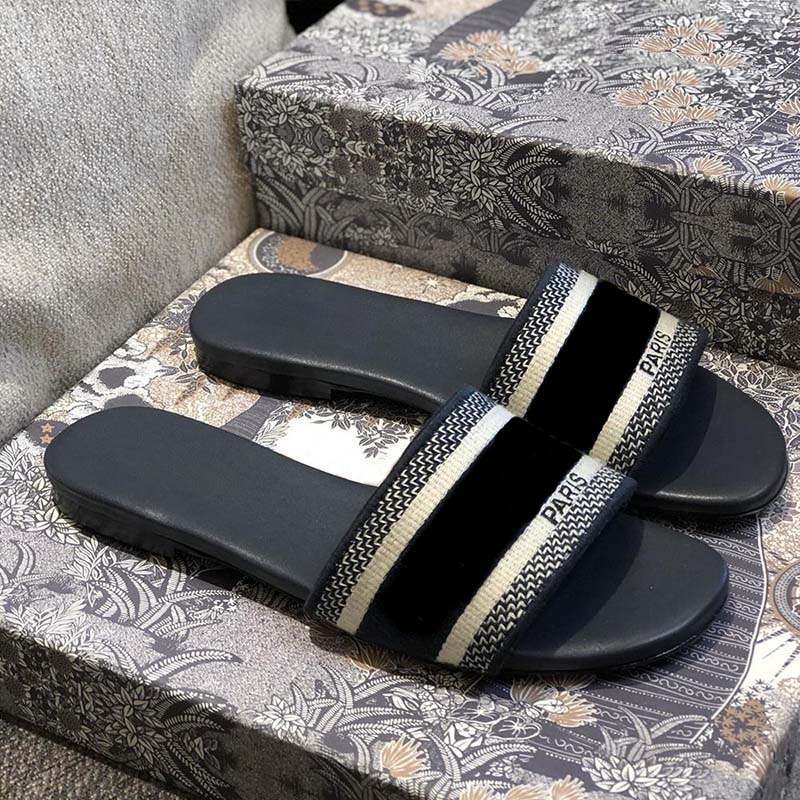 

Black And White Sandals womens designer slides vintage Casual Fashion letter print vacation Ladies Beach Shoes luxury sandal and slide with the box, Gift box