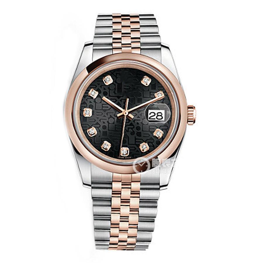 

High Quality Asian Watch 2813 Movement Automatic Mechanical wristWatch Datejust Self Winding Stainless Steel Rose Gold Watches 116201 Black Printed Diamond Dial