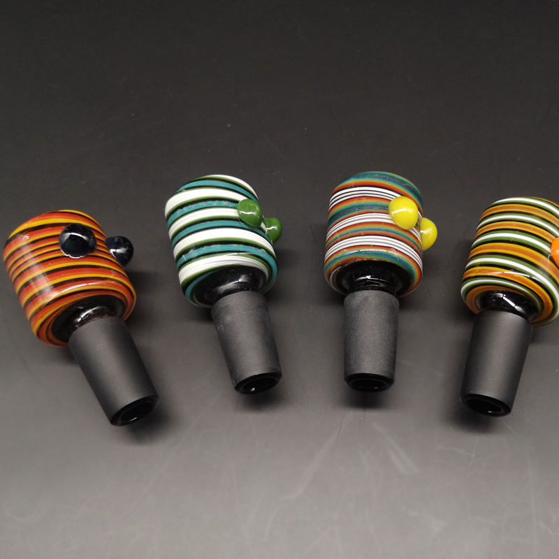 

DPGB009 US colored Pyrex glass smoking bowl with three colored marbles black joint