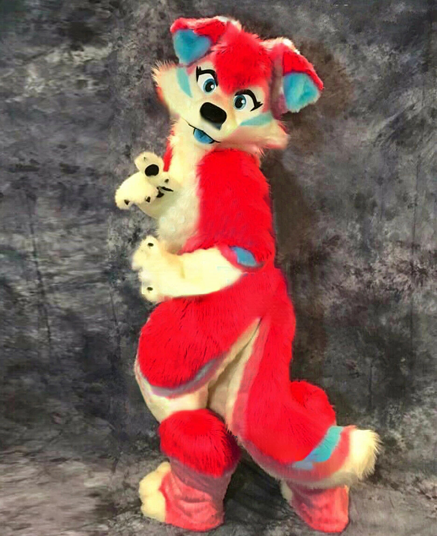 

Furry Mascot Costume Husky Fox Fursuit Outfit Walking Halloween Suit, As pic