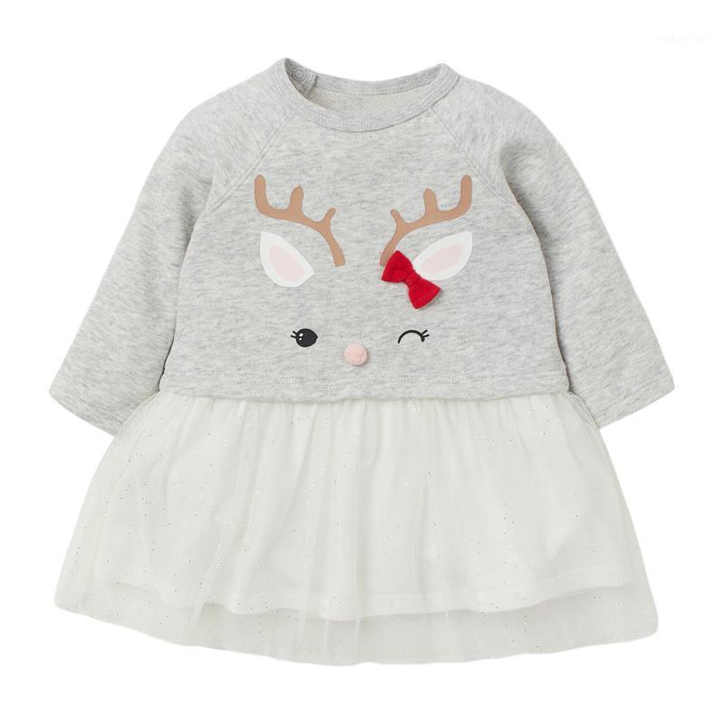 

Girl's Dresses Little Maven Frocks For Baby Girl Brand Autumn Clothes Cute Deer Applique Toddler Gray Tulle Fall Dress Kids 2-7 Years