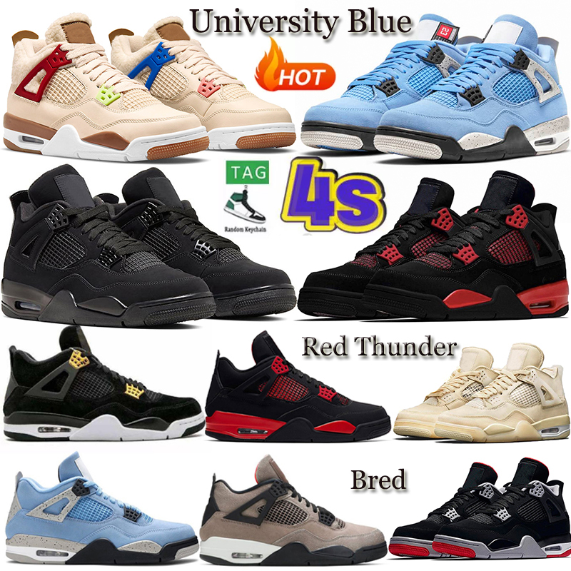 

2022 With Box Jumpman 4 4s Red Thunder Mens Womens Basketball Shoes Desert Moss Trainers Red Thunder University Blue White Oreo Sail Sneakers, Guava lce 36-47