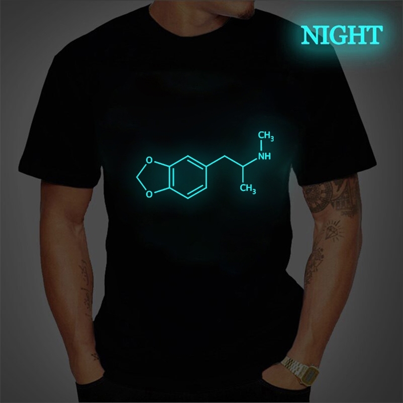 

MDMA Molecule Print Shirts Harajuku Oversized High Street Tshirt Vintage Style Allmatch Fashion Luminous Tshirt Unisex Clothes 220608, Solid