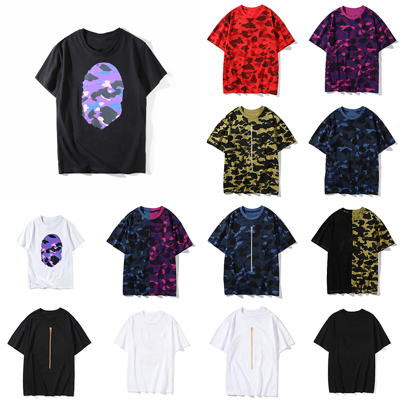 

22SS Designer Mens T Shirts Fashion Womens Print Camouflage Short Sleeves Tshirts Shark High Quality Young Students Tees -3XL ape, This option does no ship