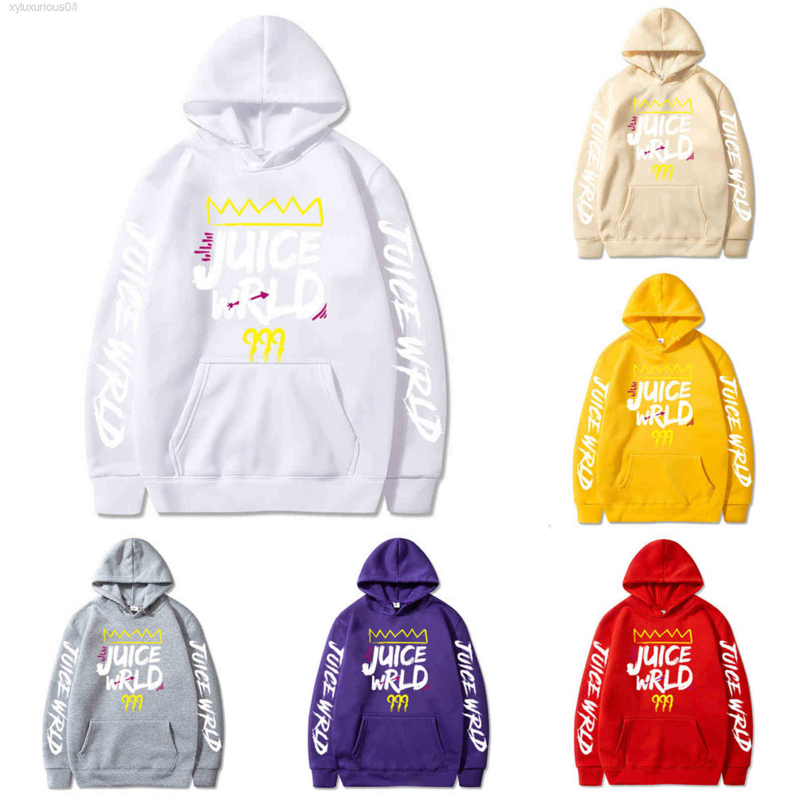 

2022 Rapper Juice Wrld Same Style Men' and Women' Hooded Sweater Suit, Pink