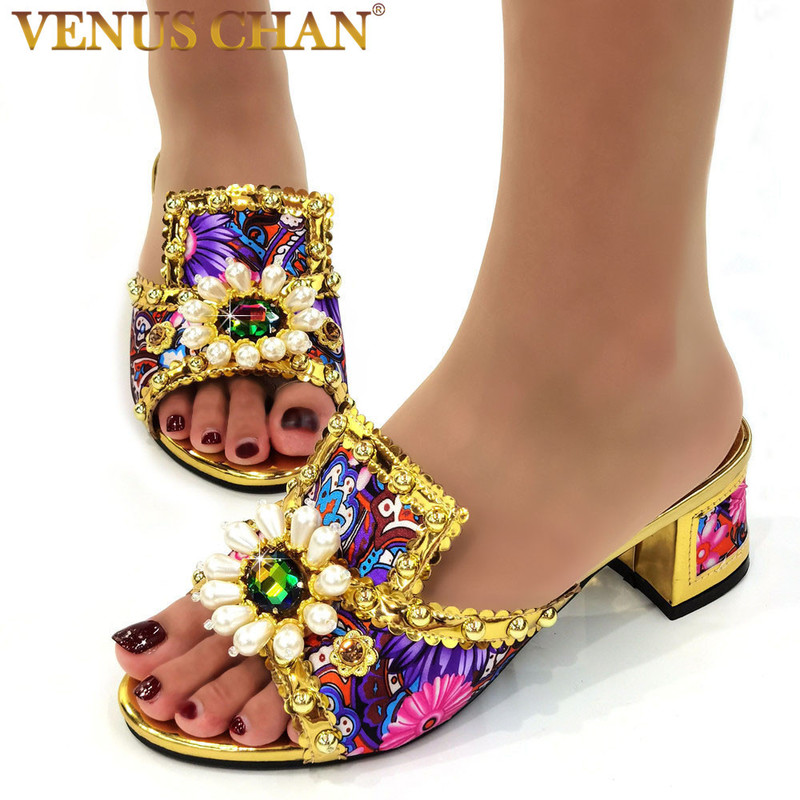 

Fashion Ladies Shoes and Sandals Italian Wonen for Party Plus Size 37 43 Heel Luxury Brand Water Drop rhinestones Flower 220720, Photo color