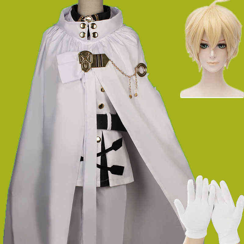 

Seraph of the End Mikaela Hyakuya Vampire Cosplay Come Owari no Serafu Halloween Uniform Full set with wigs H220505