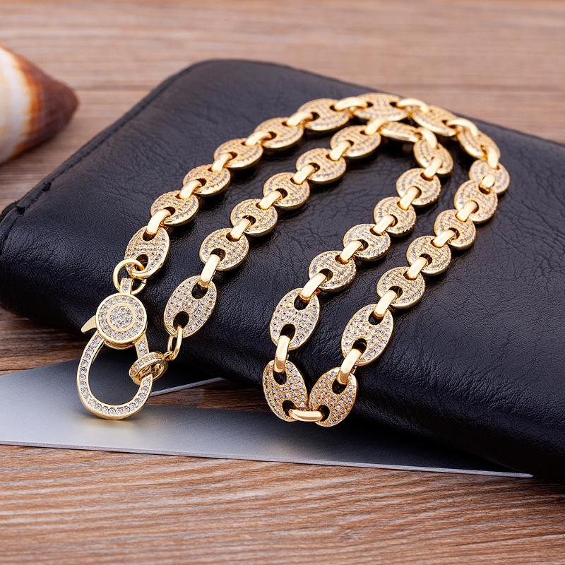 

Pendant Necklaces Arrical Europe And America Hip Hop Men's Coffee Beans Full Drill Pig Nose Copper Zircon Necklace Party Jewelry GiftPen