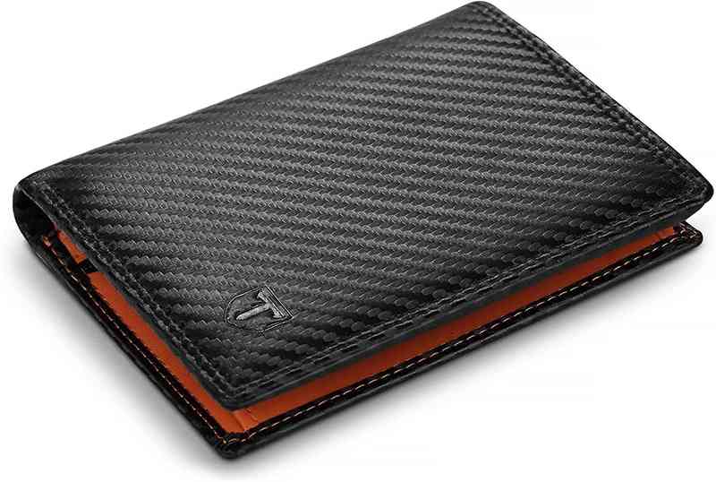 

Teehon Carbon Fiber Leather Men Wallet Coin Pocket Rfid Credit Card Holder Half Span Design Black Purse